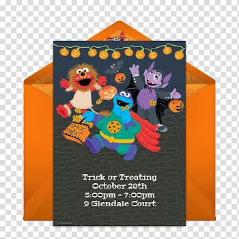 Wedding invitation Halloween Ernie Party Abby Cadabby, birthday invitation transparent background PNG clipart