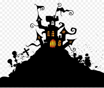 Wedding invitation Halloween Kids Party Trick-or-treating - Black Horror Castle Decorative Patterns 
