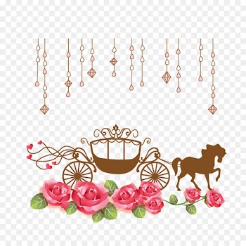 Wedding invitation Horse Carriage - Vector flowers carriage 