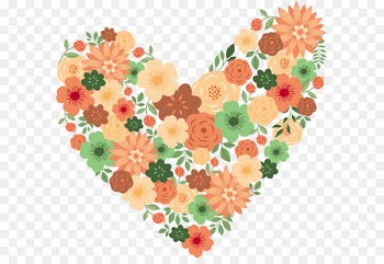Wedding invitation Illustration - Heart flowers vector overlap 