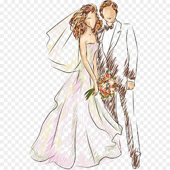 Wedding invitation Illustration - Men and women vector wedding 