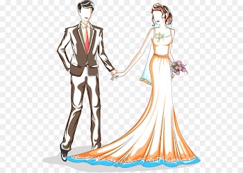 Wedding invitation Marriage Bridegroom - Valentines Day painted the bride and groom 