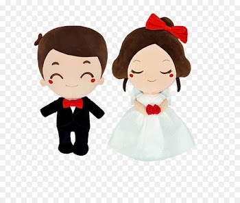 Wedding invitation Marriage Cartoon - Newly married couple 
