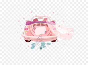 Wedding invitation Marriage Clip art - Cartoon pink romantic wedding car 