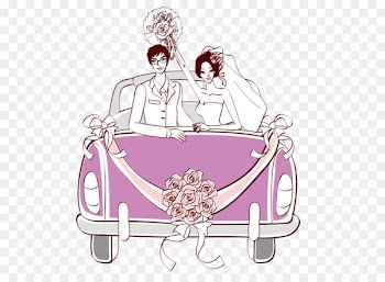 Wedding invitation Marriage Clip art - Vector bride and groom wedding car 