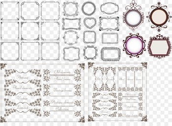 Wedding invitation Motif Template - Border design pattern vector material 
