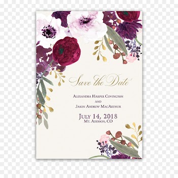Wedding invitation Paper Flower Burgundy - save the date 