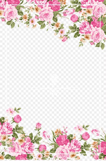 Wedding invitation Paper Flower Rose Pink - Pink roses border 