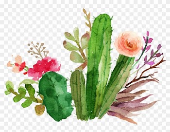 Wedding Invitation Paper Flower Textile Succulent Plant - Watercolor Cactus And Flower