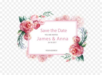 Wedding invitation Paper Postcard Gift - Vector romantic hand-painted border 