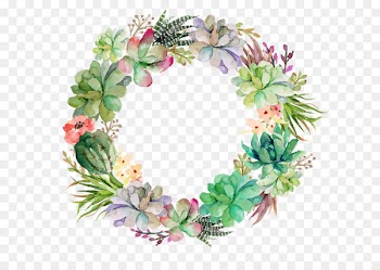 Wedding invitation Paper Printing Succulent plant Bridal shower - Fleshy green garland wreath 