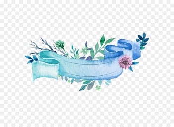 Wedding invitation Paper Ribbon Watercolor painting - Vector blue romantic wedding material Free Download 