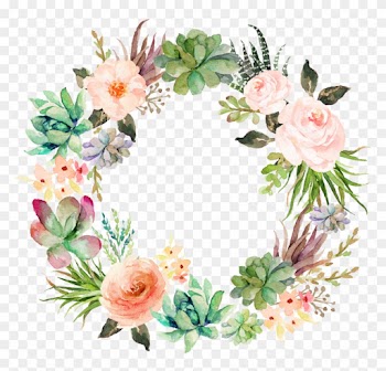 Wedding Invitation Paper Watercolor Painting Wreath - Watercolor Succulents With Flowers