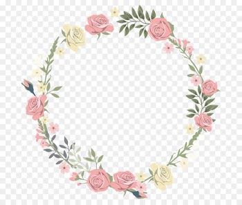 Wedding invitation Picture frame Flower Watercolor painting - Rose decorative circular border 