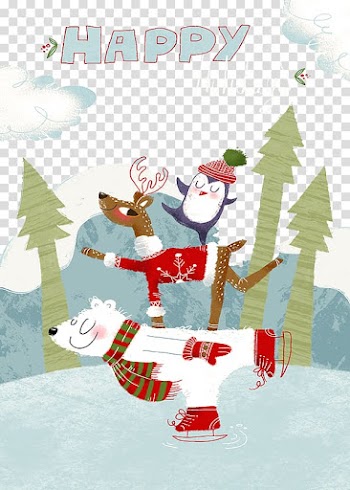 Wedding invitation Reindeer Christmas ornament Illustration, Hand-painted Christmas reindeer polar bears transparent background PNG clipart