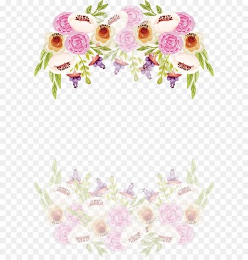 Wedding invitation - Romantic watercolor border of Camellia 