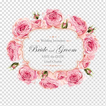 Wedding invitation Rose, Creative roses invitation design, pink flowers with text overlay transparent background PNG clipart