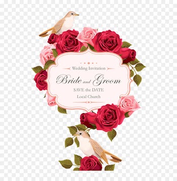 Wedding invitation Rose Euclidean vector - Rose painted birds vector 