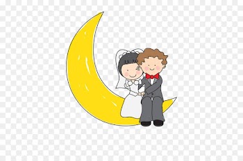 Wedding invitation Royalty-free Clip art - Cartoon moon on the couple 