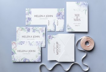 Wedding invitation set with card | Free PSD Mockup - rawpixel