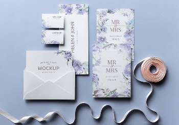 Wedding invitation set with card | Free PSD Mockup - rawpixel