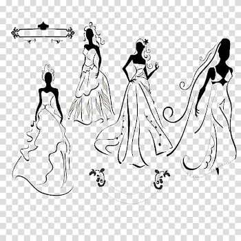 Wedding invitation Silhouette Bride, Black and white silhouette wedding transparent background PNG clipart