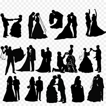 Wedding invitation Silhouette Clip art - Silhouette of bride and groom 