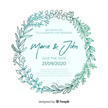 Wedding invitation template flat design Free Vector