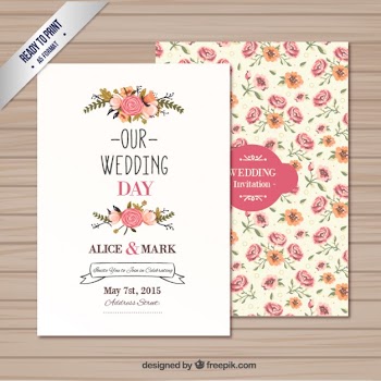 Wedding invitation template Free Vector