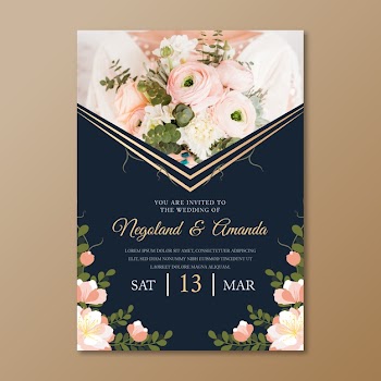 Wedding invitation template theme Free Vector
