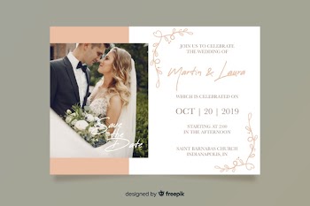 Wedding invitation template with photo Free Vector