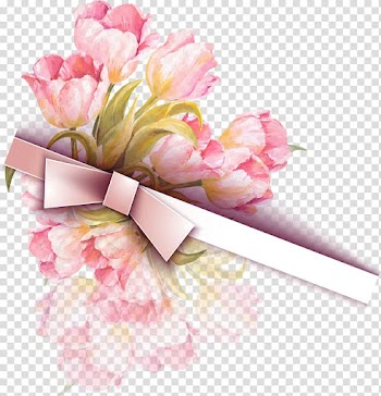 Wedding invitation, Tulip Watercolor Ribbon , pink tulip bouquet with pink ribbon illustration transparent background PNG clipart