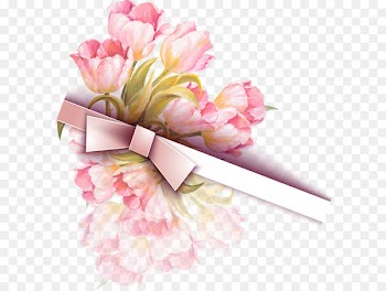 Wedding invitation - Tulip Watercolor Ribbon Vector 