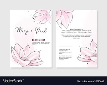 wedding invitation two sides with tender pink