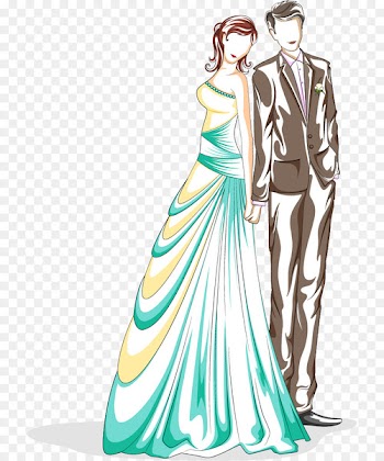 Wedding invitation - Valentines Day painted the bride and groom 