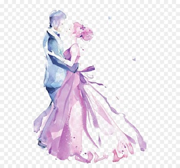 Wedding invitation Watercolor painting Drawing - Hand-painted men and women 