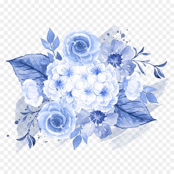 Wedding invitation Watercolor painting Flower Blue Clip art - A bunch of flowers 