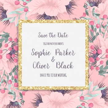 Wedding invitation with colorful flower. Free Vector
