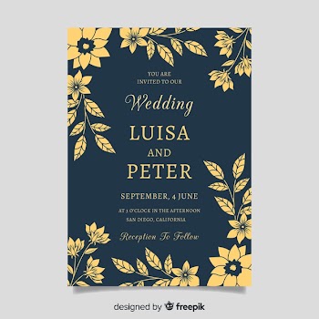 Wedding invitation with floral elements Free Vector