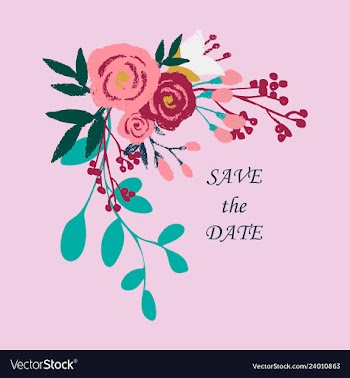 Wedding invitation with rose flowers and leaves vector image