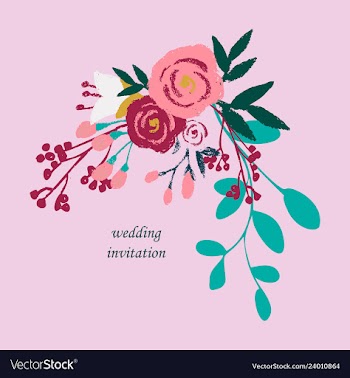 Wedding invitation with rose flowers and leaves vector image
