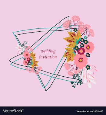 Wedding invitation with rose flowers and leaves vector image