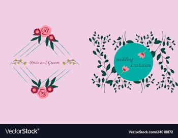 Wedding invitation with rose flowers and leaves vector image