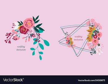 Wedding invitation with rose flowers and leaves vector image