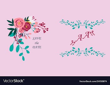 Wedding invitation with rose flowers and leaves vector image