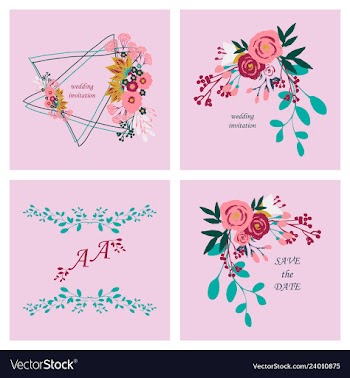 Wedding invitation with rose flowers and leaves vector image