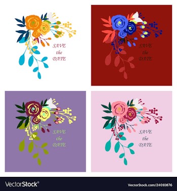Wedding invitation with rose flowers and leaves vector image