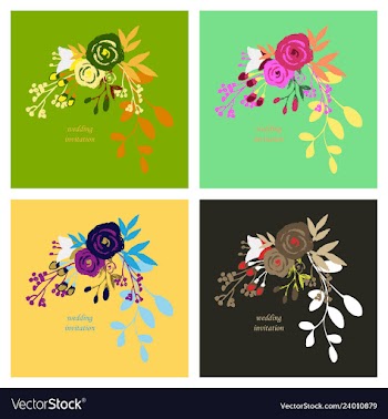 Wedding invitation with rose flowers and leaves vector image