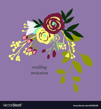 Wedding invitation with rose flowers and leaves vector image