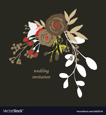 Wedding invitation with rose flowers and leaves vector image